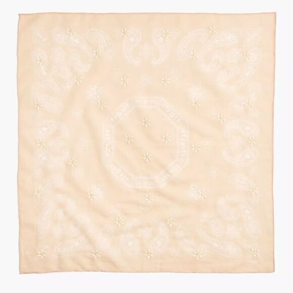 NEW Madewell Embroidered‎ Organic Cotton Bandana, muted shell - Picture 2 of 6